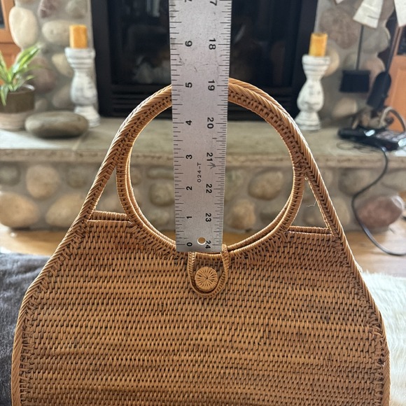 Rattan Bag Hand Woven In Kauai Hawaii Vintage New Never Used Made In Hawaii - Picture 7 of 12